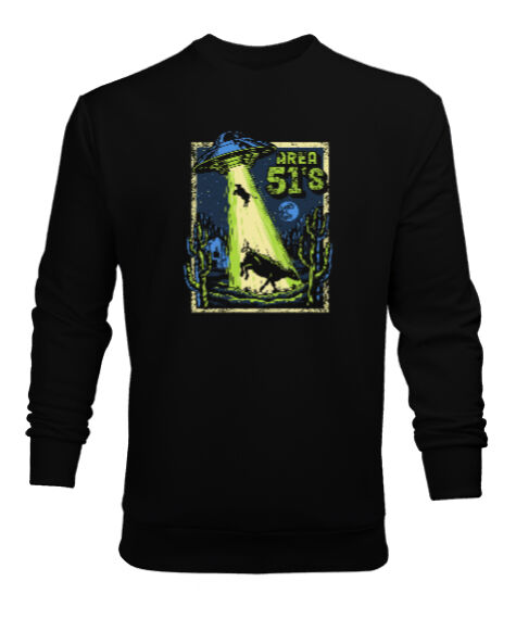 Tisho - 51 Bölge - Ufo Siyah Erkek Sweatshirt