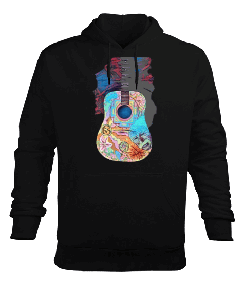 Tisho - 60s Rainbow Guitar Erkek Kapüşonlu Hoodie Sweatshirt