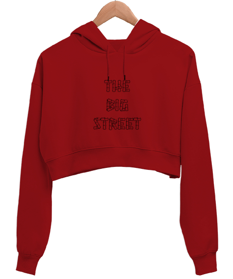 Tisho - 678954 Kırmızı Kadın Crop Hoodie Kapüşonlu Sweatshirt
