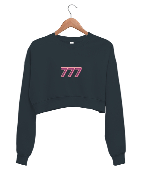 Tisho - 777 Manifest Füme Kadın Crop Sweatshirt