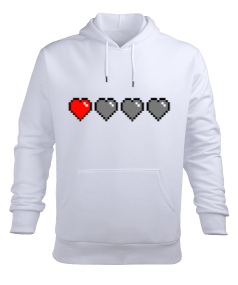 8 BIT - HEART - KALP Erkek Kapüşonlu Hoodie Sweatshirt - Tisho