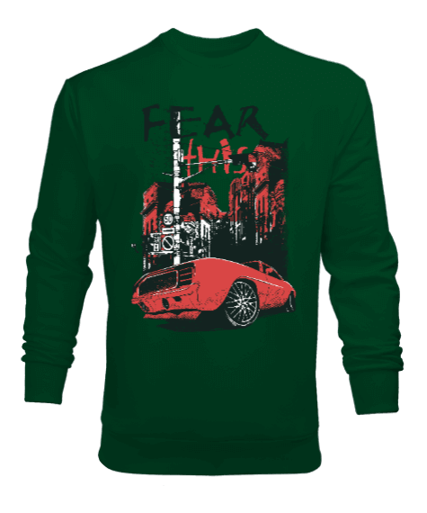 Tisho - 80ler Araba İllüstrasyon Baskılı Erkek Sweatshirt Erkek Sweatshirt