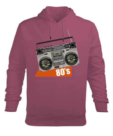 Tisho - 80ler - Müzik Seti Gül Kurusu Erkek Kapüşonlu Hoodie Sweatshirt