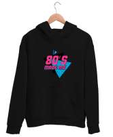80ler Siyah Unisex Kapşonlu Sweatshirt - Tisho