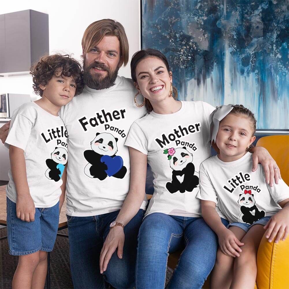 Sevimli Panda Aile Tişört Kombini