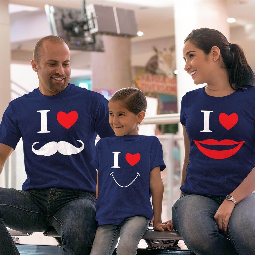 Smile Anne Baba Kız Çocuk Tişört Kombini