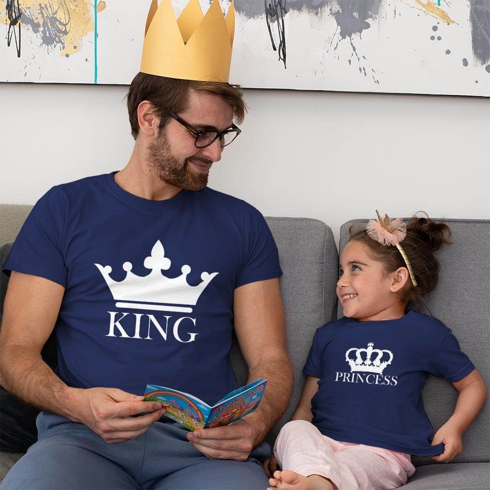 King ve Princess Baba Kız Çocuk Tişört Kombini