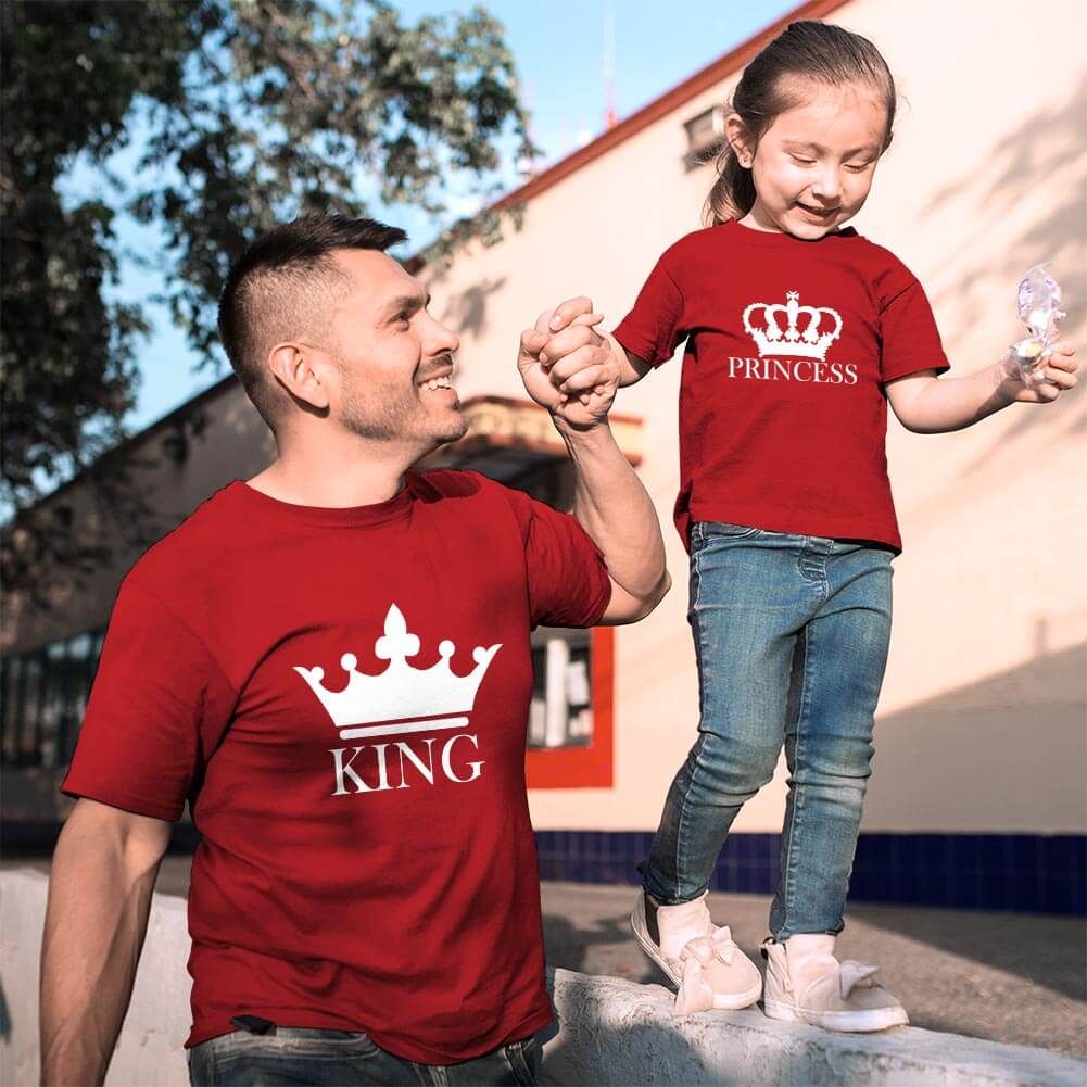King ve Princess Baba Kız Çocuk Tişört Kombini (1)