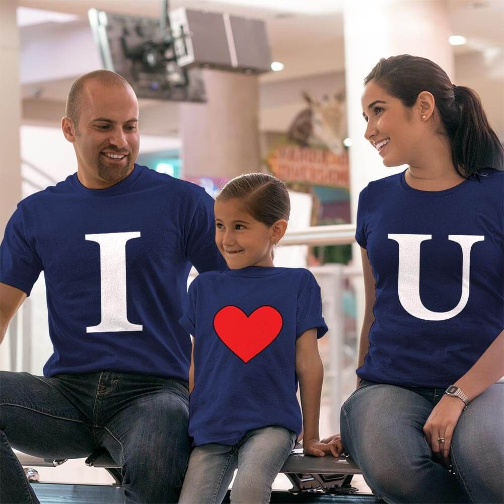 I Love U Anne Baba Kız Çocuk Tişört Kombini