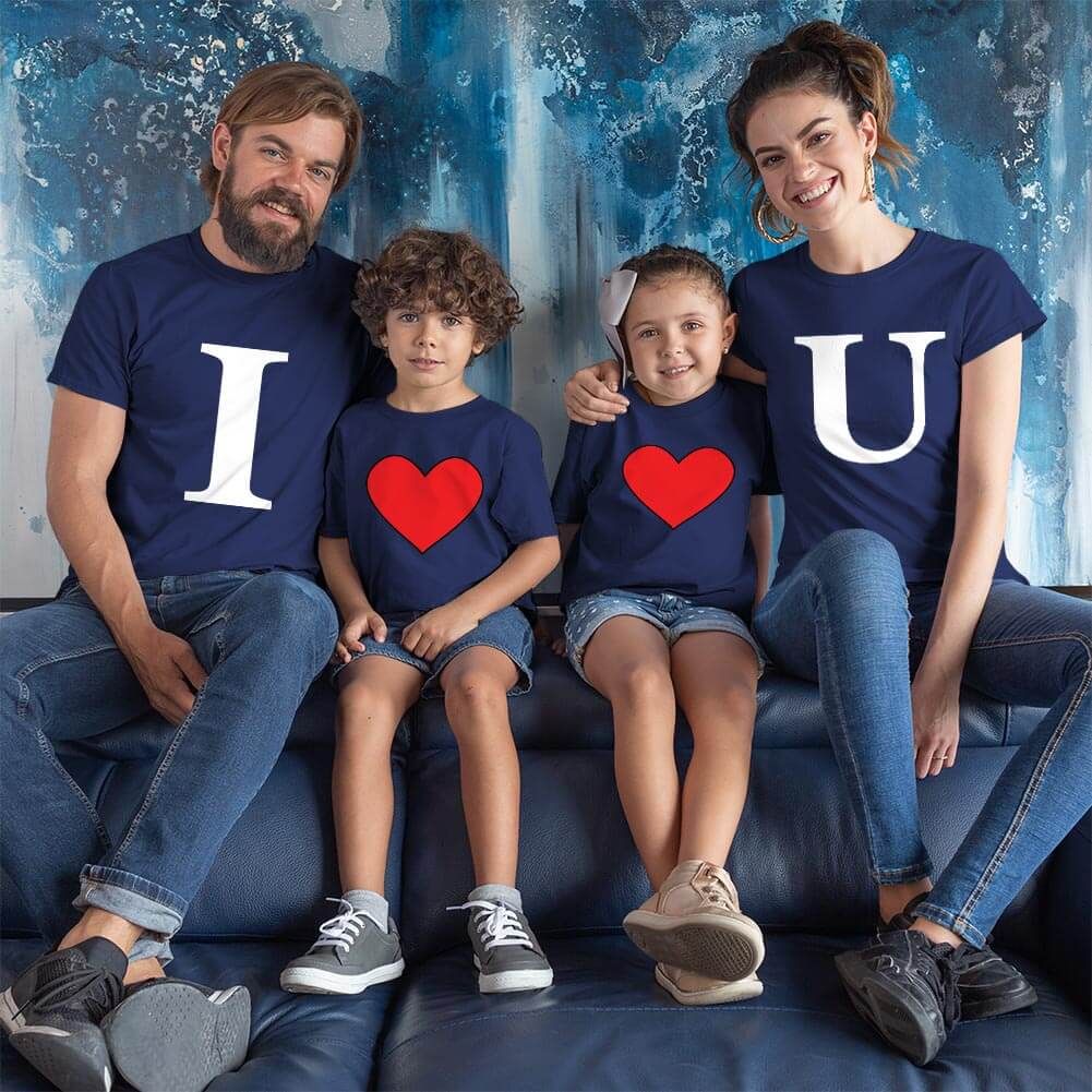 I Love U Aile Tişört Kombini