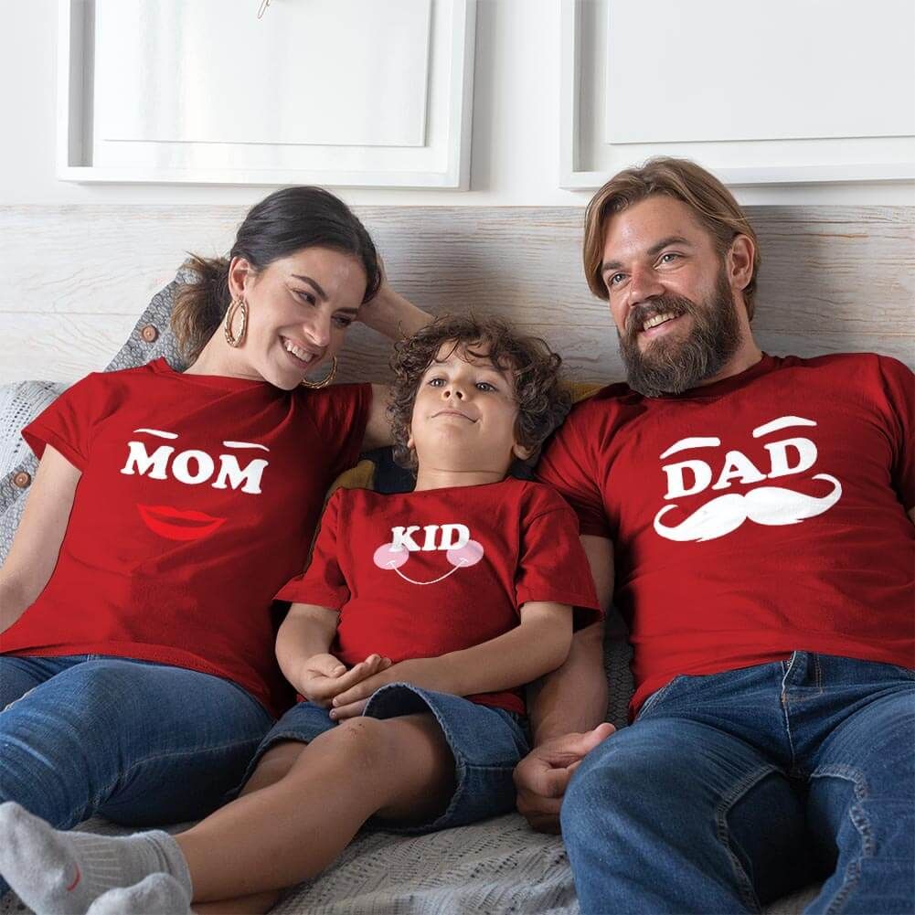 Mom Dad and Kid Anne Baba ve Erkek Çocuk Tişört Kombini