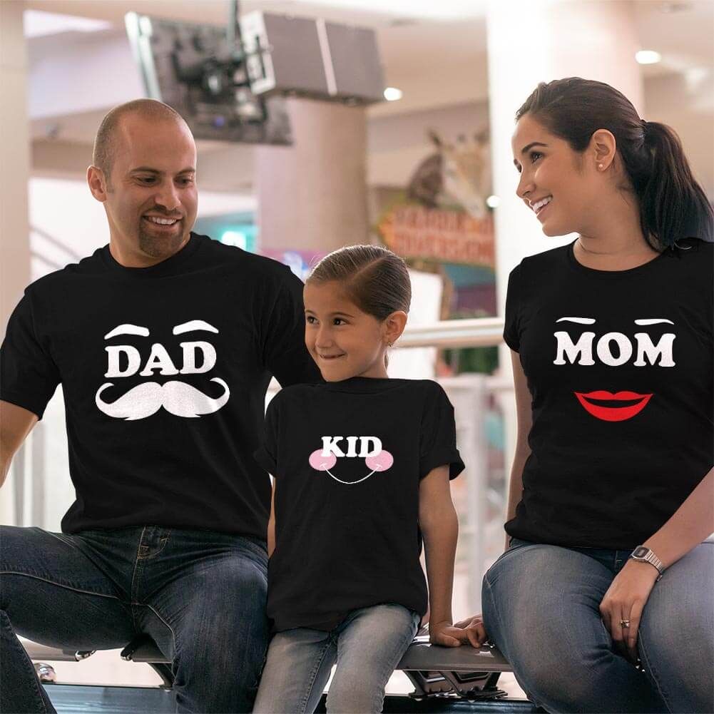 Mom Dad and Kid Anne Baba ve Kız Çocuk Tişört Kombini