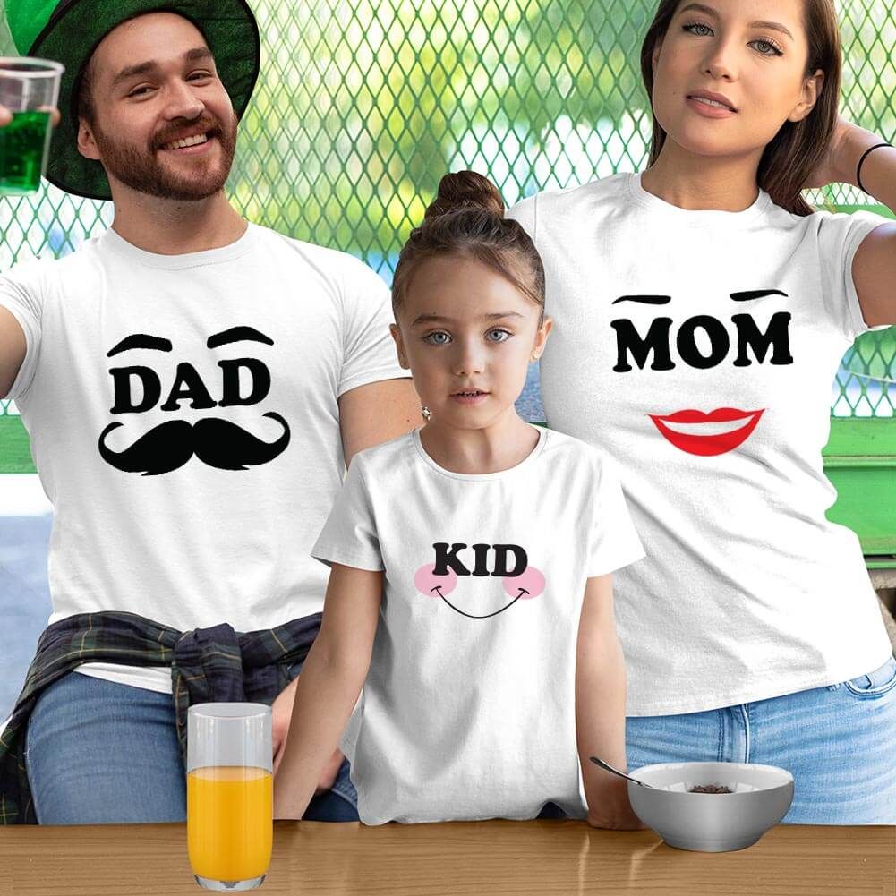 Mom Dad and Kid Anne Baba ve Kız Çocuk Tişört Kombini (1)