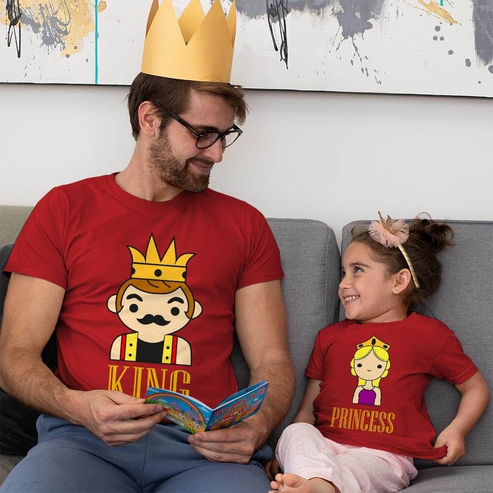 Kral ve Prenses Baba Kız Çocuk Tişört Kombini