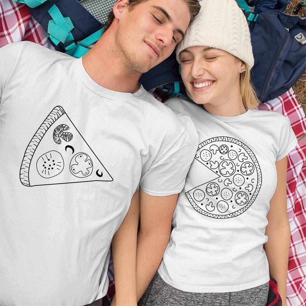 Pizza Tasarımlı Sevgili Tişört Kombini