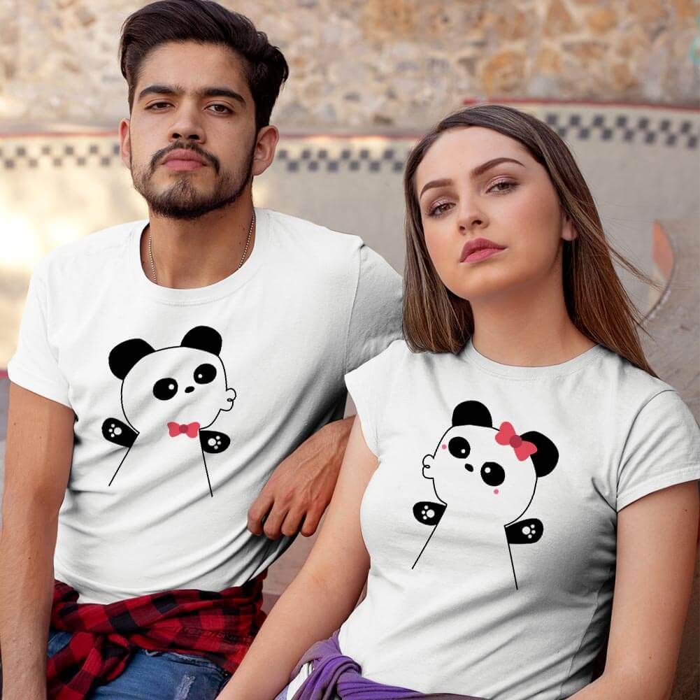 Panda Baskılı Sevgili Tişört Kombini (1)