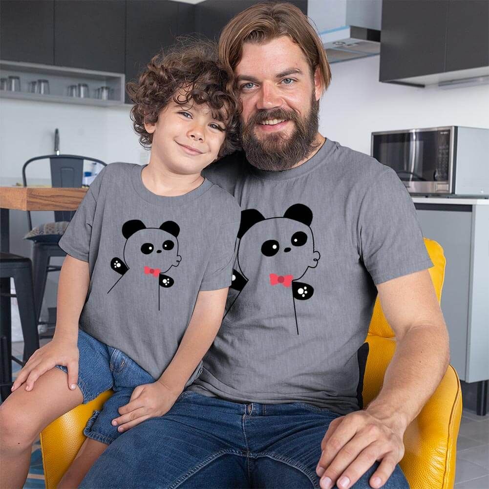 Panda Baba ve Erkek Çocuk Tişört Kombini (1)