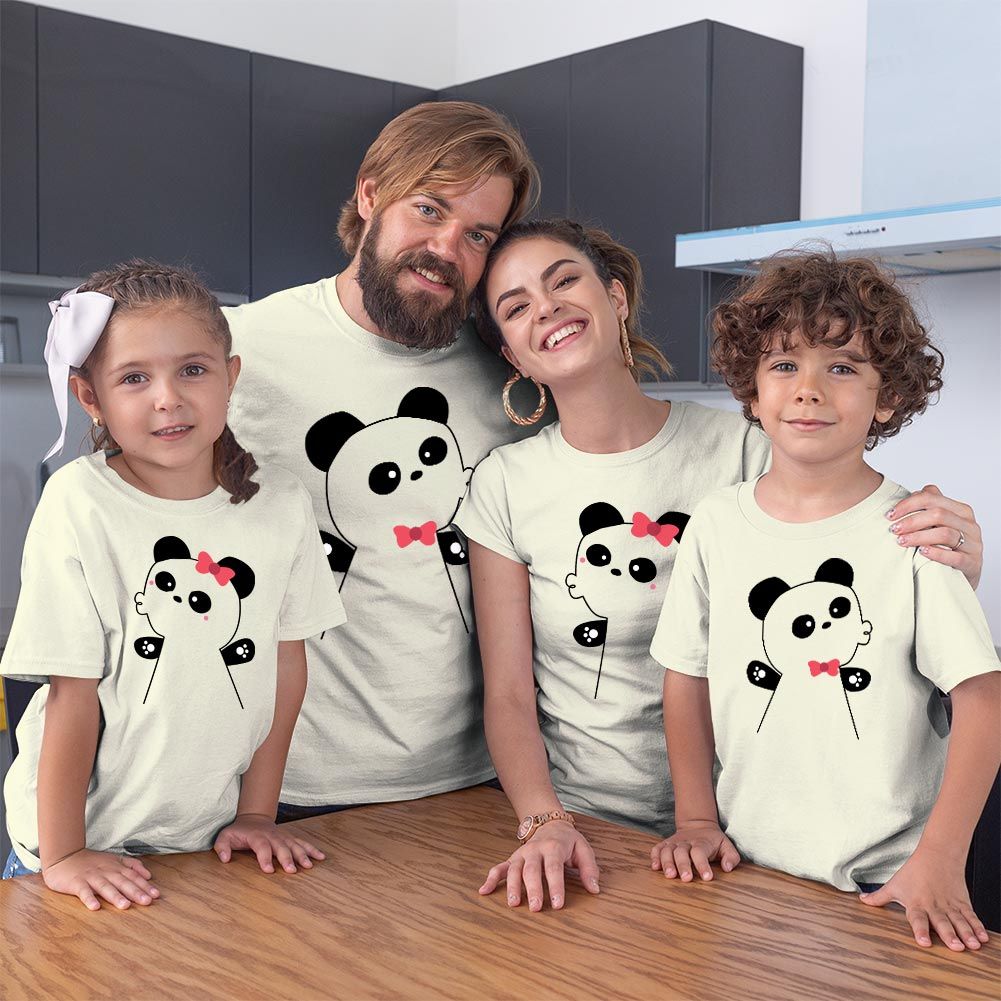 Panda Ailesi Tişört Kombini
