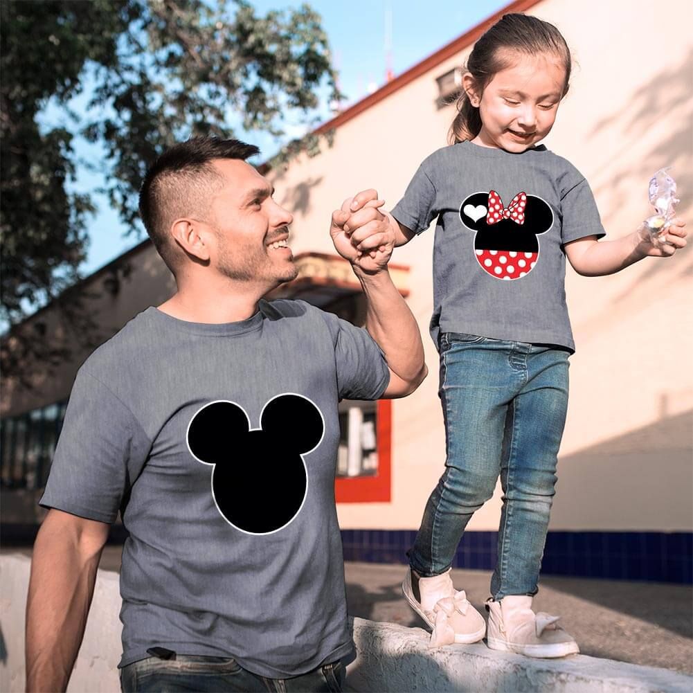 Mickey ve Minnie Mouse Baba Kız Çocuk Tişört Kombini