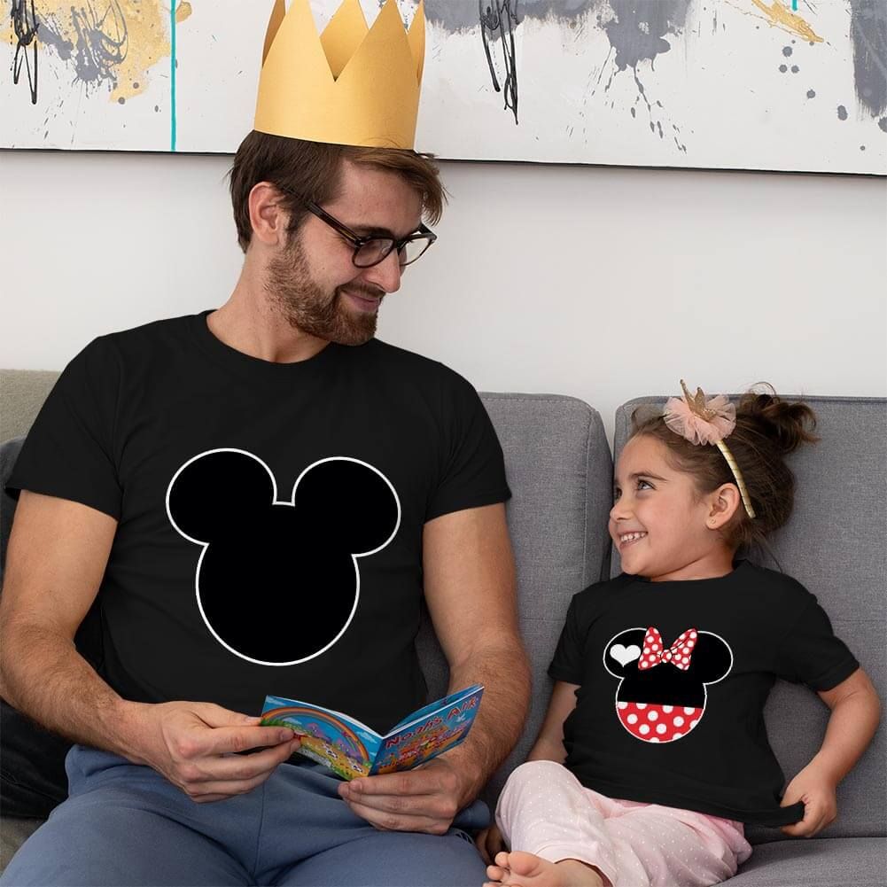 Mickey ve Minnie Mouse Baba Kız Çocuk Tişört Kombini (1)