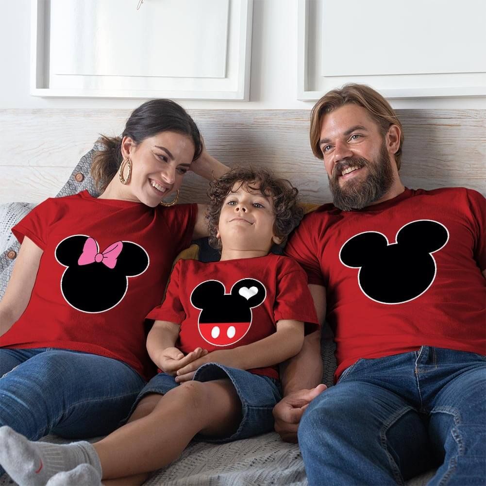 Mickey ve Minnie Mouse Anne Baba ve Erkek Çocuk Tişört Kombini
