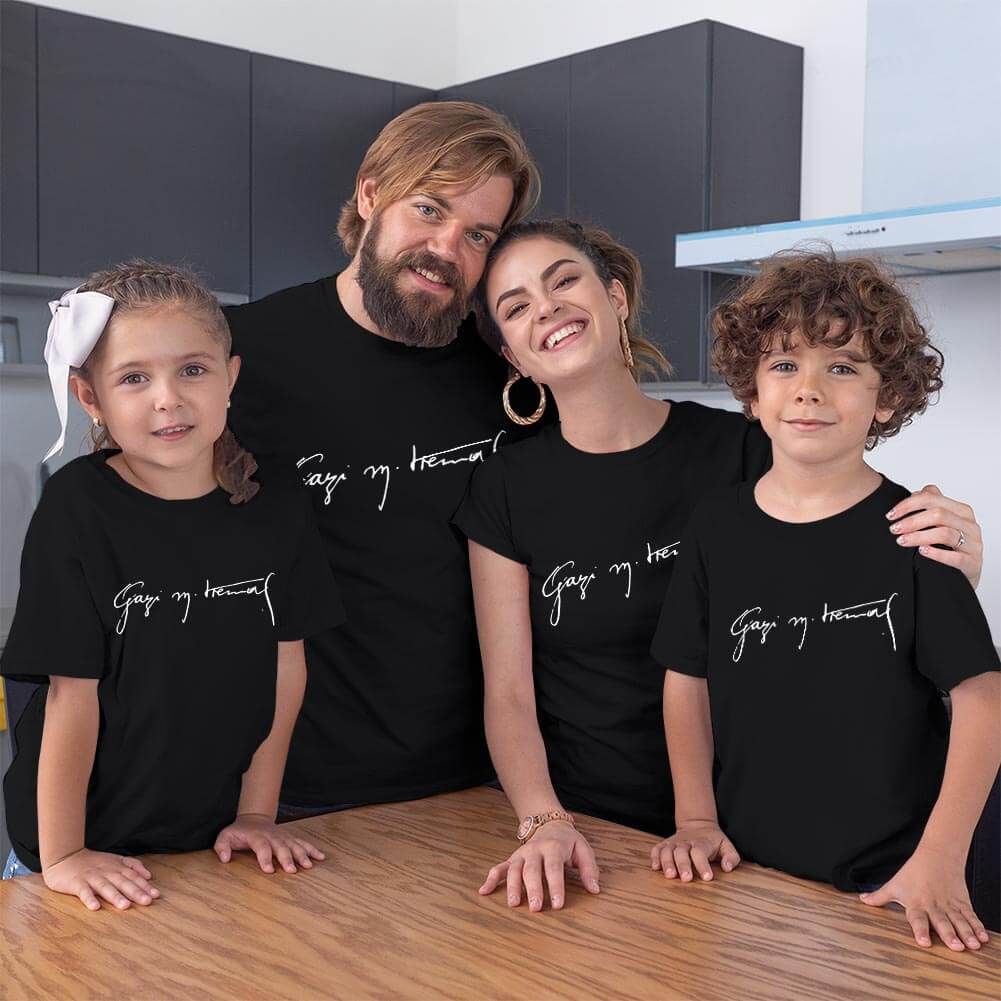 Mustafa Kemal Atatürk İmzalı Aile Tişört Kombini