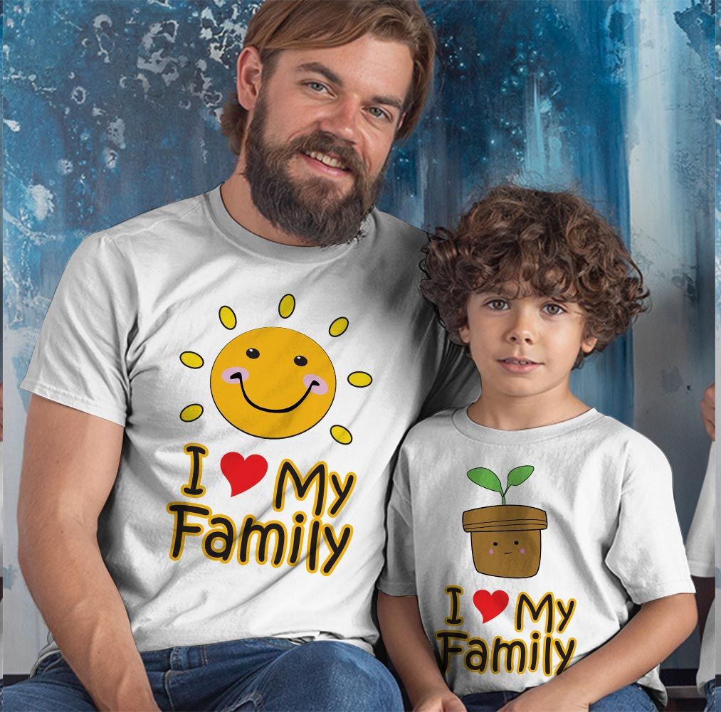 I Love My Family Baba Erkek Çocuk Tişört Kombini