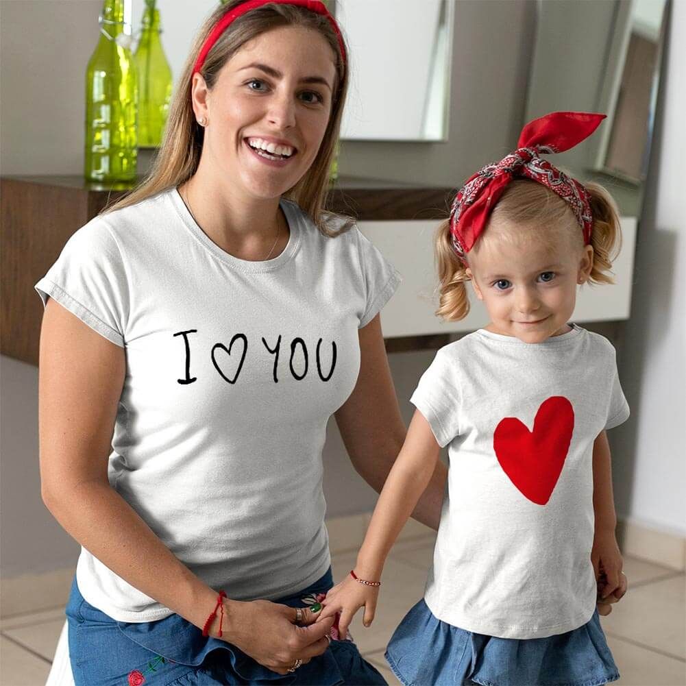 I Love You Anne Kız Çocuk Tişört Kombini (1)