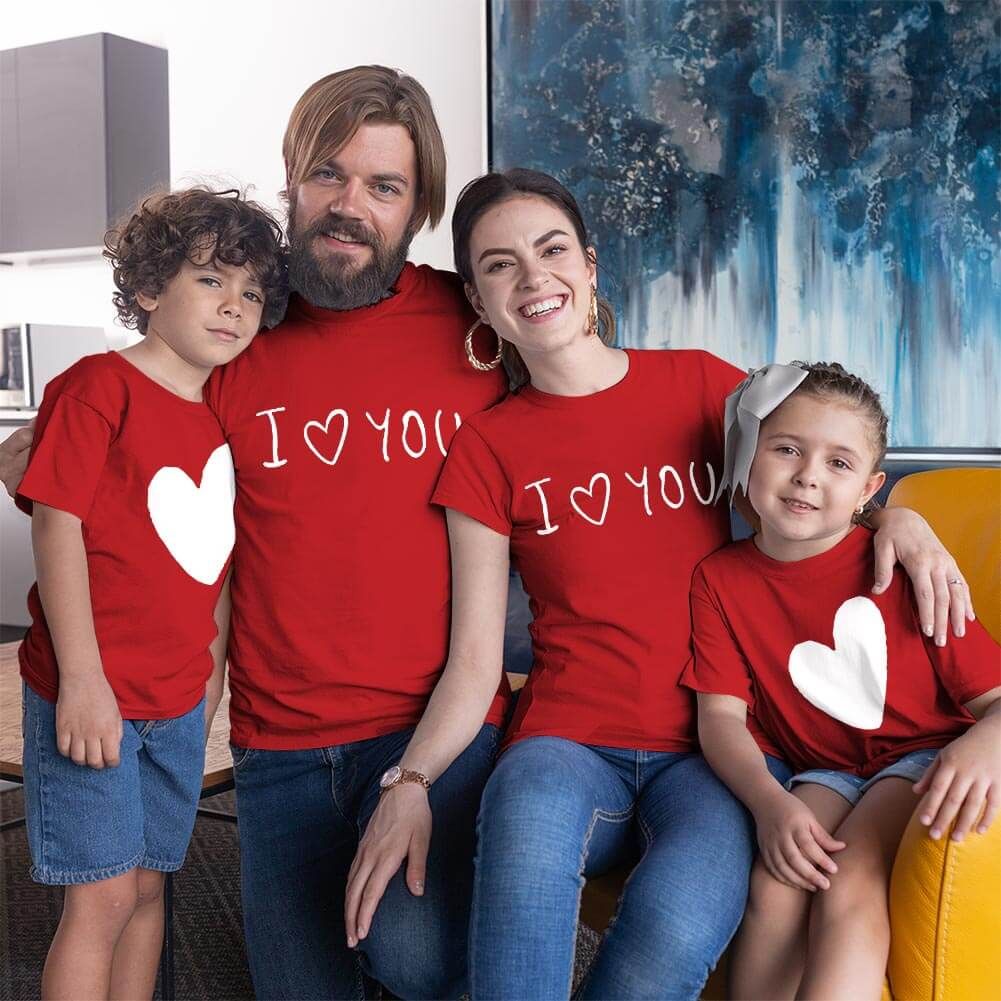 I Love You Aile Tişört Kombini