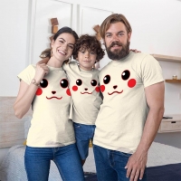Pikachu Anne Baba ve Erkek Çocuk Tişört Kombini - 3