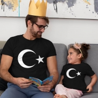 Ay Yıldız Baba Kız Çocuk Tişört Kombini - 3