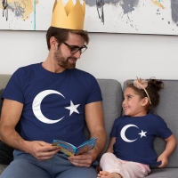 Ay Yıldız Baba Kız Çocuk Tişört Kombini - 5