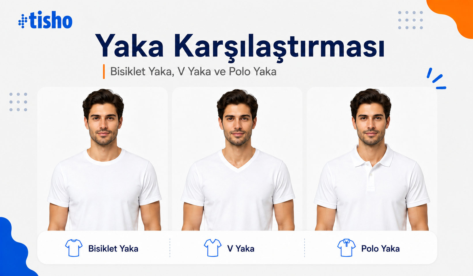 Erkek bisiklet yaka ve V yaka tişört karşılaştırması