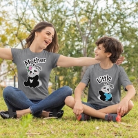 Sevimli Panda Anne ve Erkek Çocuk Tişört Kombini - 3