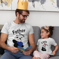 Sevimli Panda Baba ve Kız Çocuk Tişört Kombini - 3