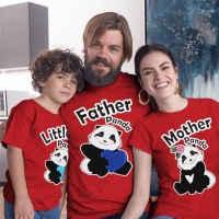 Sevimli Panda Anne Baba ve Erkek Çocuk Tişört Kombini