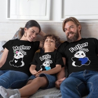 Sevimli Panda Anne Baba ve Erkek Çocuk Tişört Kombini - 4