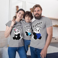 Sevimli Panda Anne Baba ve Erkek Çocuk Tişört Kombini - 5