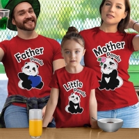 Sevimli Panda Anne Baba ve Kız Çocuk Tişört Kombini - 3