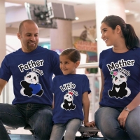 Sevimli Panda Anne Baba ve Kız Çocuk Tişört Kombini - 4
