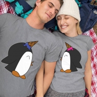 Penguen Baskılı Sevgili Tişört Kombini - 2