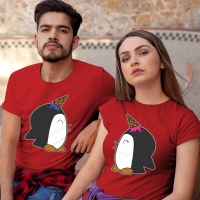 Penguen Baskılı Sevgili Tişört Kombini - 3