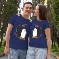 Penguen Baskılı Sevgili Tişört Kombini - 4