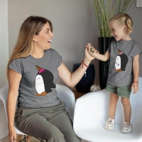 Penguen Baskılı Anne ve Kız Çocuk Tişört Kombini - 2