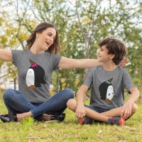 Penguen Baskılı Anne ve Erkek Çocuk Tişört Kombini - 5