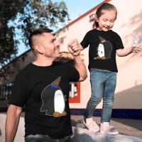 Penguen Baskılı Baba ve Kız Çocuk Tişört Kombini - 4