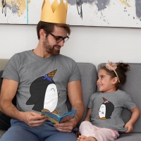 Penguen Baskılı Baba ve Kız Çocuk Tişört Kombini - 5
