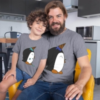 Penguen Baskılı Baba ve Erkek Çocuk Tişört Kombini - 5