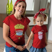 Fastfood Temalı Anne ve Kız Çocuk Tişört Kombini - 2