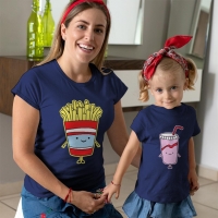 Fastfood Temalı Anne ve Kız Çocuk Tişört Kombini - 4